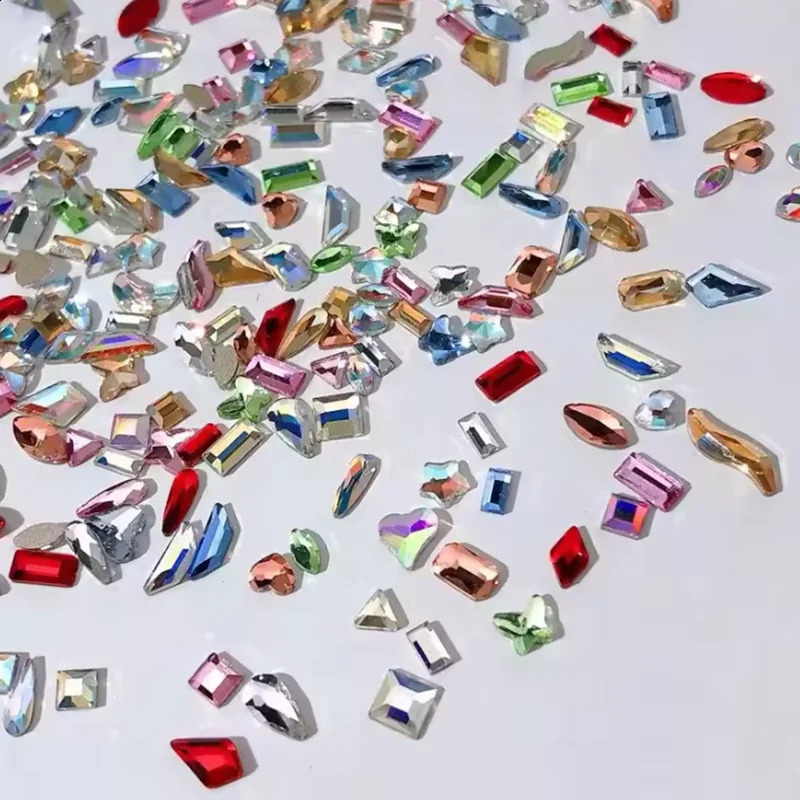 Acrylic flat back diamond mixed shape flash DIY nail handmade accessories 100 pieces mini nail art rhinestone crystal 250407