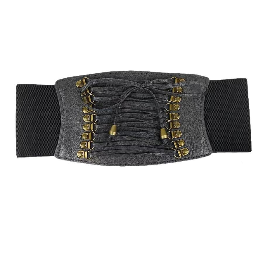 Super waist seal women's fashionable elastic tassel wide belt decorative skirt