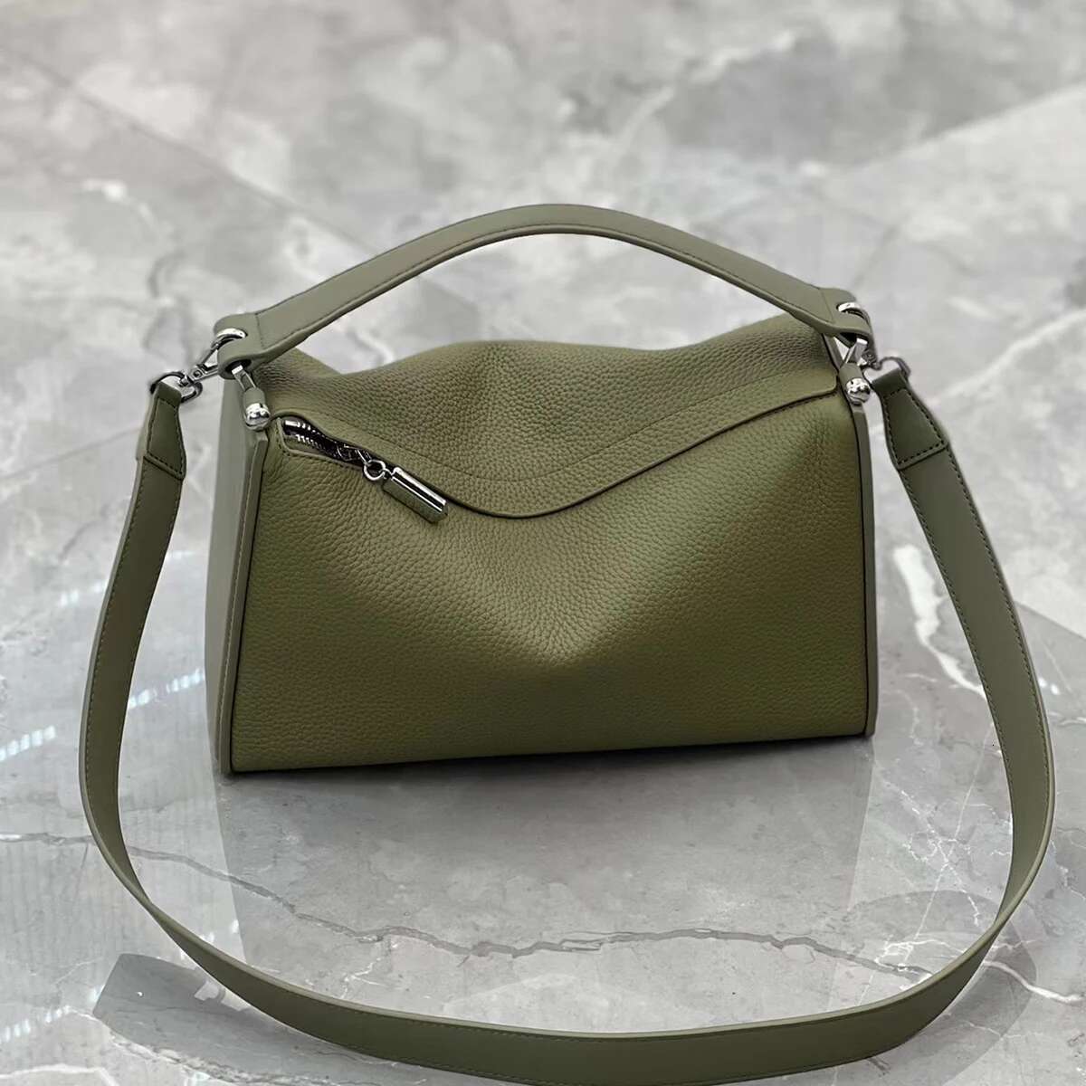 Fashion Large Capacity Lychee Genuine Leather Handbags For Women High Quality Cowhide Jade Pillow High-End Dinner Bag