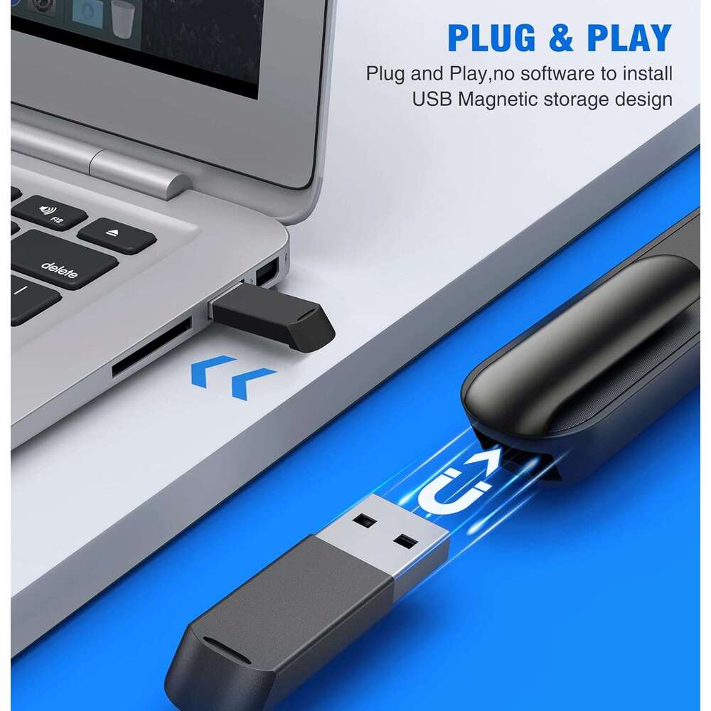 DINOSTRIKE Wireless Presenter Remote with Air Mouse Control, Rechargeable USB Presentation PPT Pointer RF 2.4GZ PowerPoint Clicker Slide Advancer for 