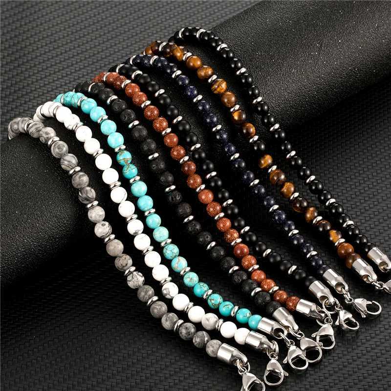 6mm Tiger Eye Beads Strand Bracelets Men Women Charm Stainless steel Chain Colorful Natural Stone Bracelet Male Jewelry Gift NewC250411