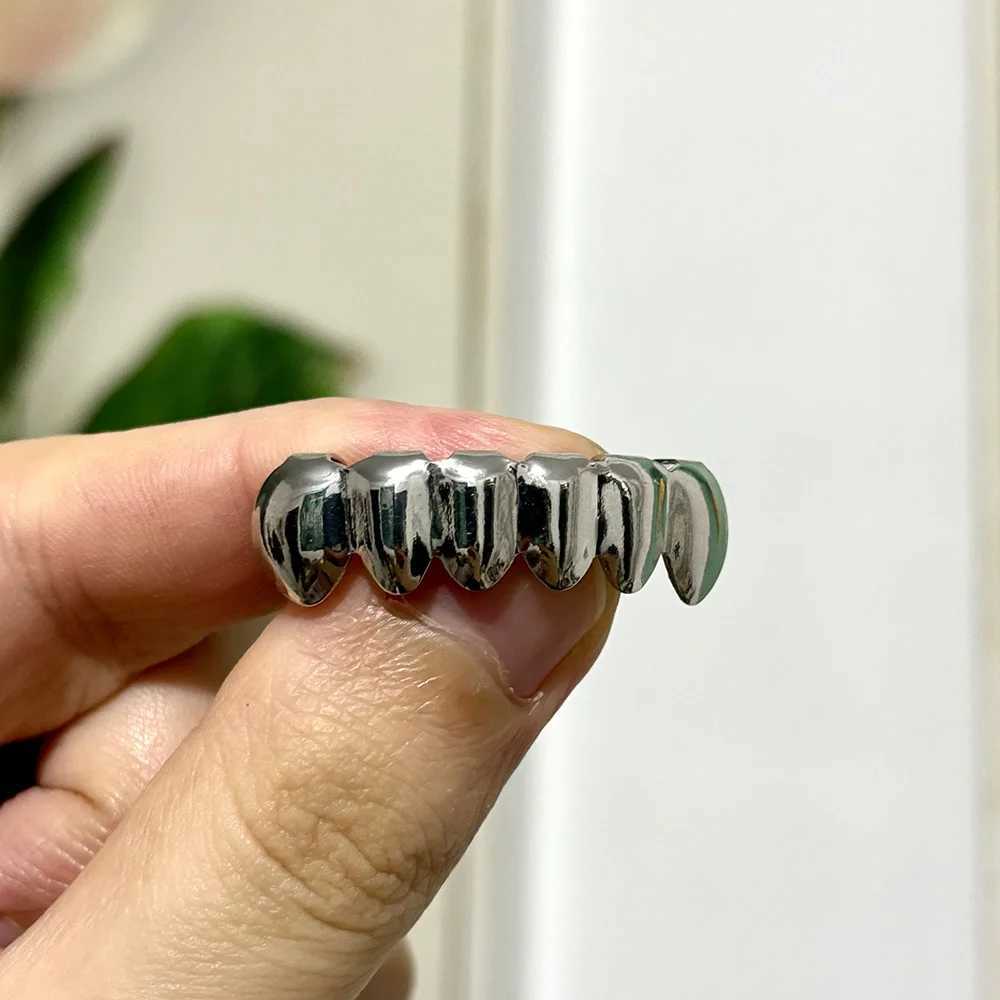 Rachelz Gold Silver DIY 2/6 Top Bottom Glossy Teeth Grilz Hip Hat Womens Jewelry Halloween Gift W250412