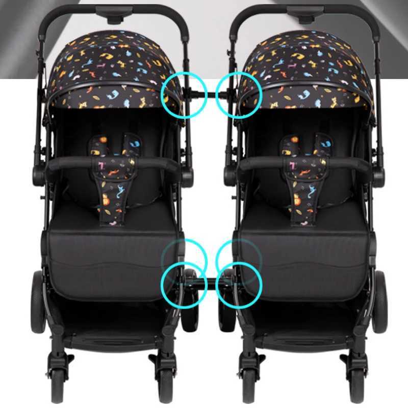 Bidirectional double stroller lightweight folding newborn stroller high landscape stroller can sit down lie down and absorb shock W250411
