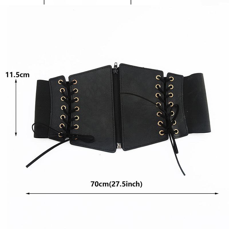 Zippered elastic leather waistband, women's decorative dress, versatile, plus size wide waistband