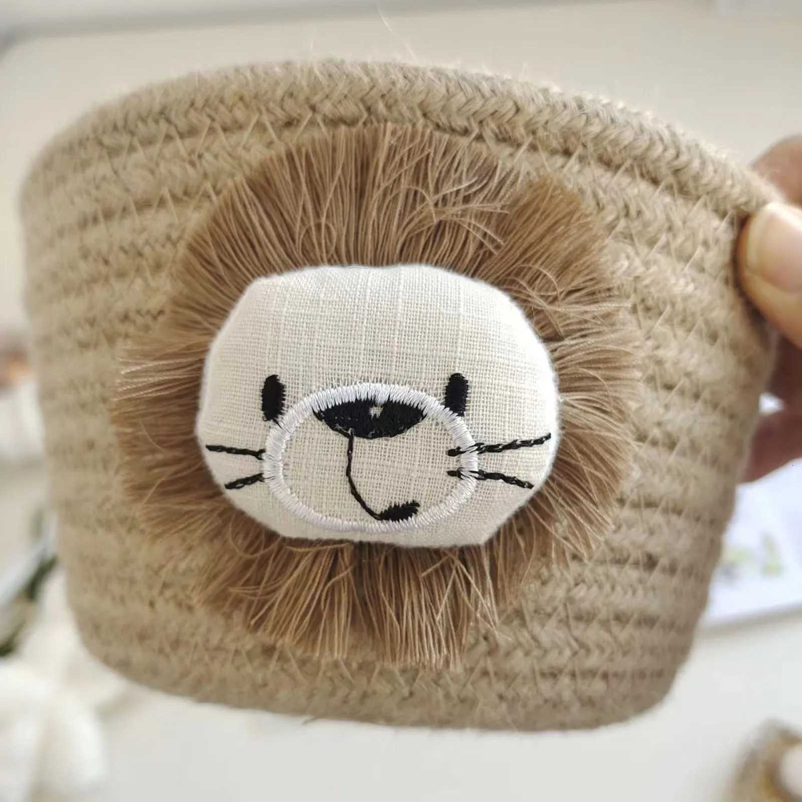 Cute Lion Basket Organizer Woven Rope Round Storage Basket for Baby Stuff Organizer Basket Bin Toy Box Nursery Ro Decor Y251112