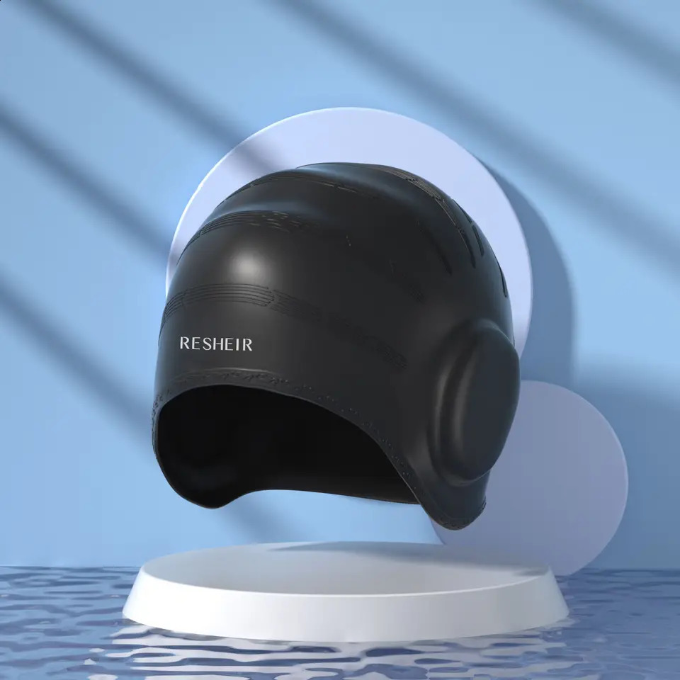 Swimming Cap Silicone Waterproof Ear Protection Men Women Head Professional Long Hair Comfortable Large Adult Swimming Cap 250411