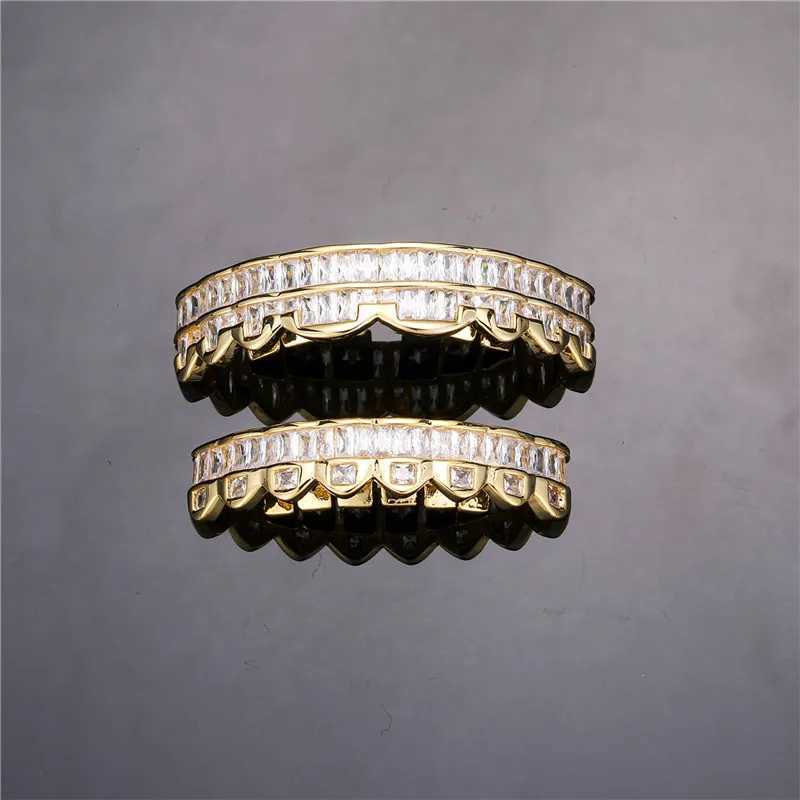 Feel Style Baguette Teen Grilz Set suitable for unisex cubic zirconia bottom box packaging mens and womens hip-hop gift jewelry W250412