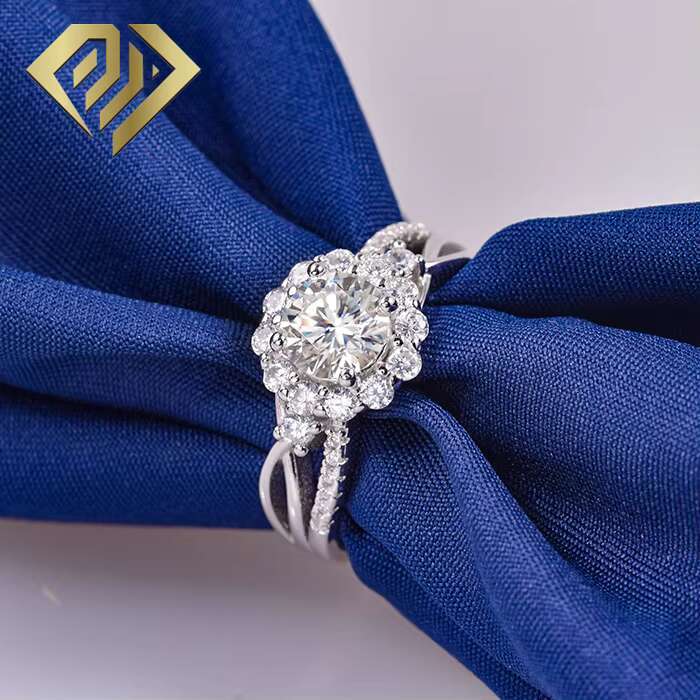 Moissanite Ring Gold Diamond Engagement Ring