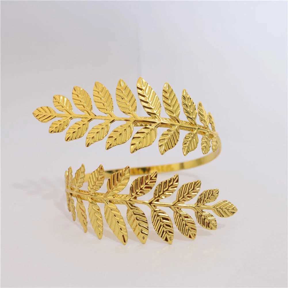 Vintage Metal Greek Roman Laurel Leaf Bracelet Armband Upper Arm Cuff Armlet Festival Bridal Belly Dance Jewelry DropshippingC250411