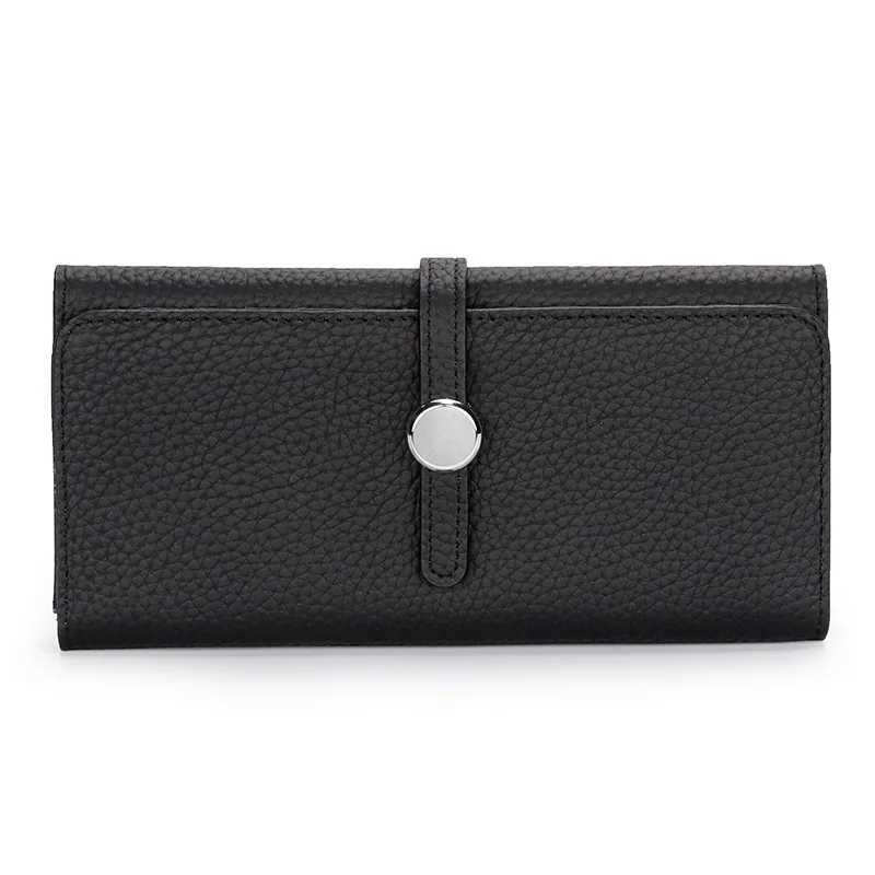 Leather long womens large capacity wallet soft cowhide womens clutch phone bag ultra-thin wallet elegant card holder Z250411