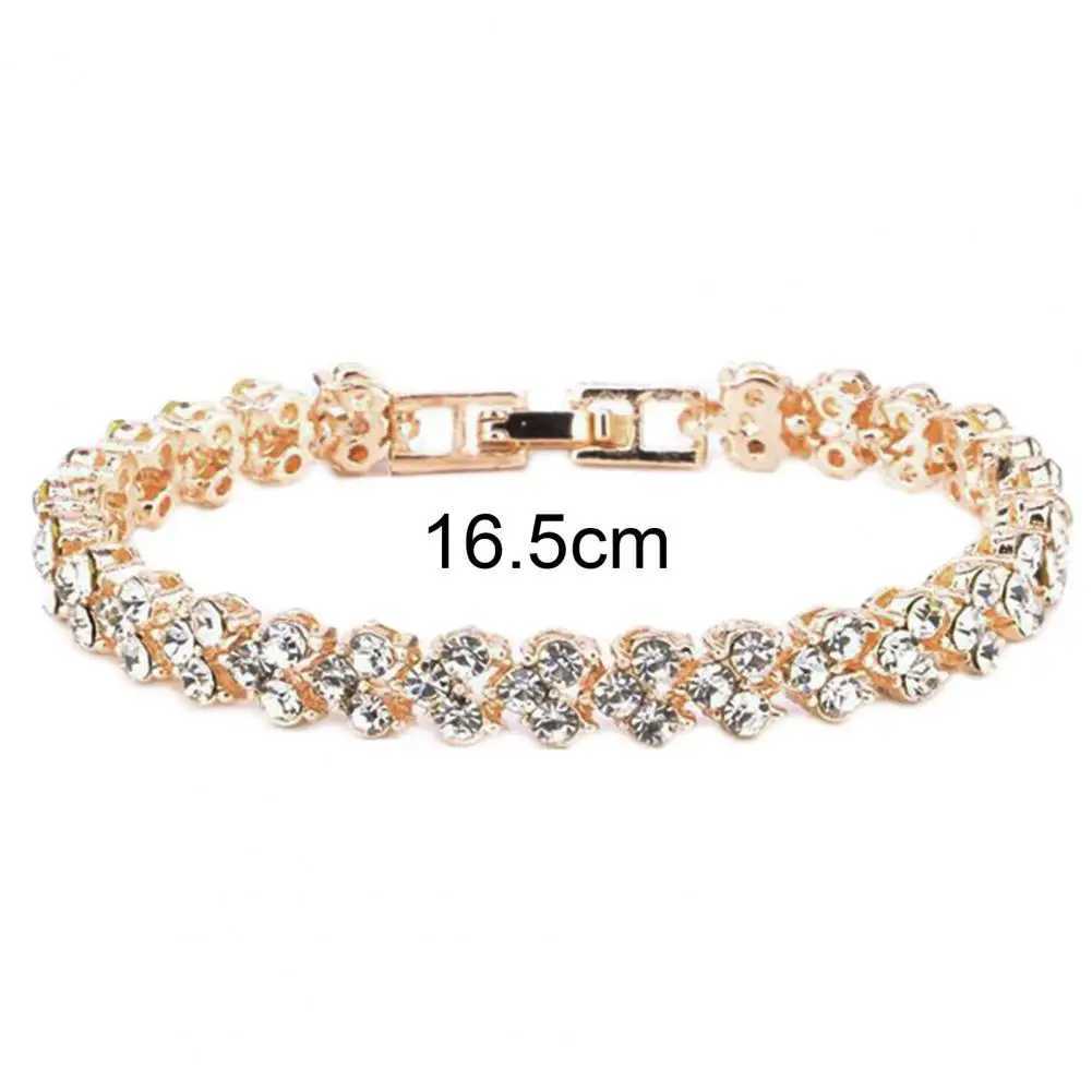 Elegant Woman Bracelets Bangle Chain Shiny Plated Cubic Zircon Rhinestone Inlaid Bangle BraceletC250411