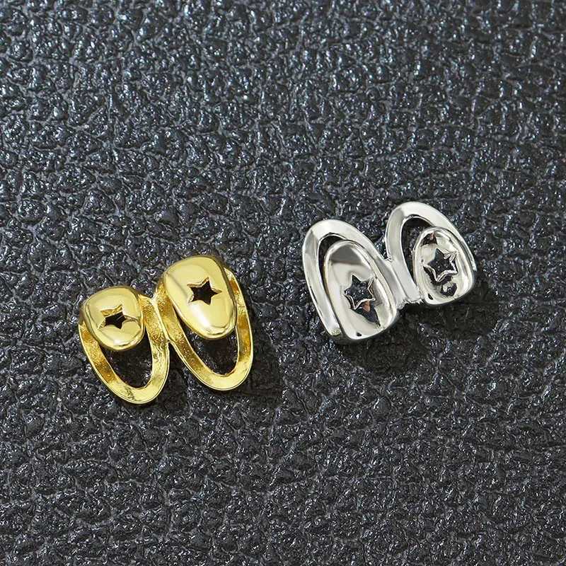 Hip Hop Hollow Star Teeth Grillz Female Punk Gold and Silver Colors Daily Wearable Teeth Grillz Jewelry Gifts W250412