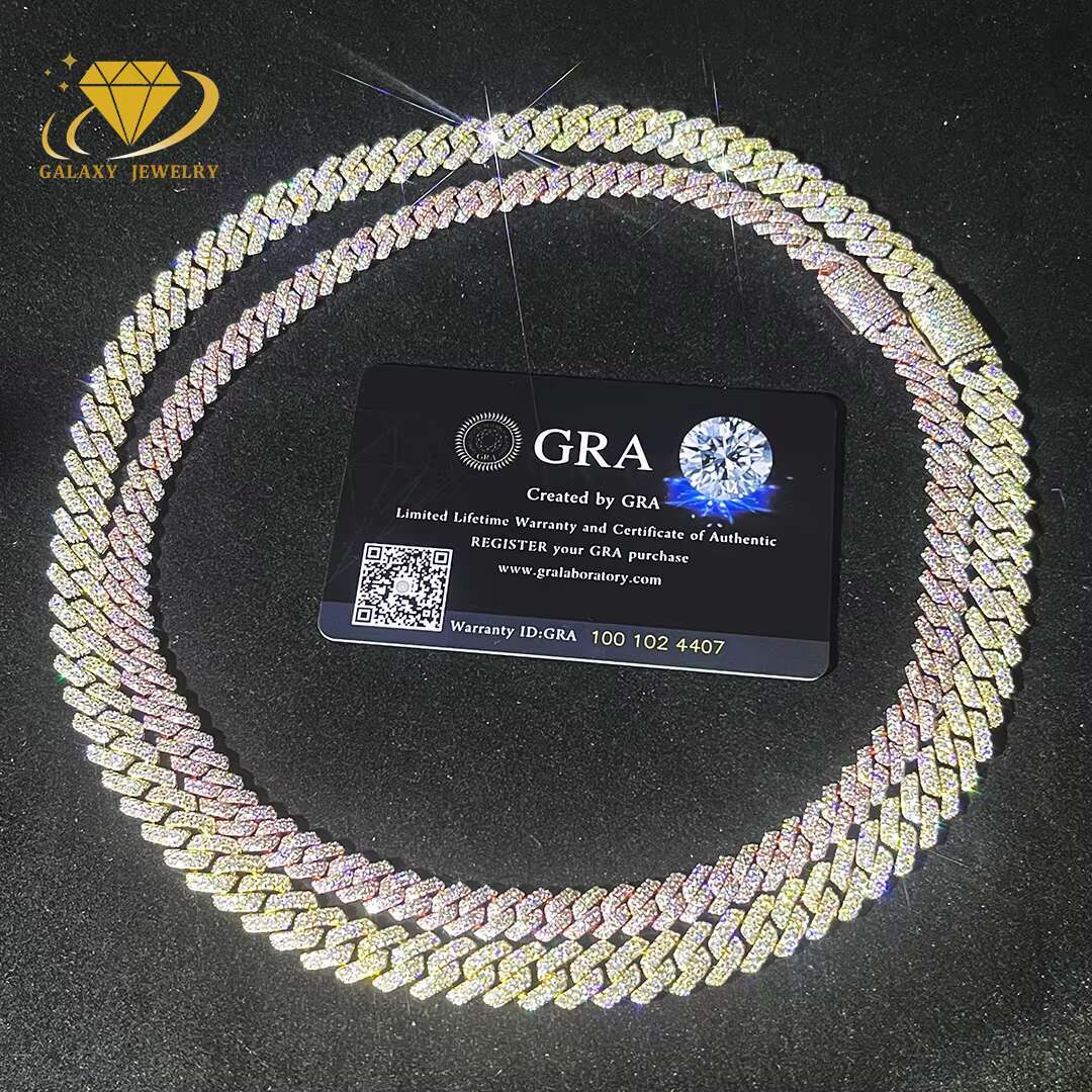 Hip Hop Custom Vvs Moissanite Cuban Link Chain Fashion Jewelry Iced Out 925 Silver 8mm 10mm 12mm Rose Gold Cuban Link Chain