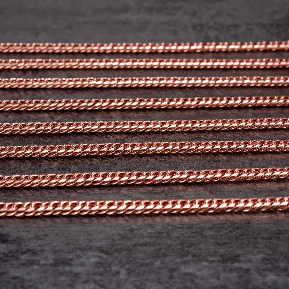 Pure Copper Bracelet for Men Women Adjustable Cuban Chain Link Lobster Clasp 6mm Anti-scratch Bracelets Male 7-10.5 Inch JewelryC250411