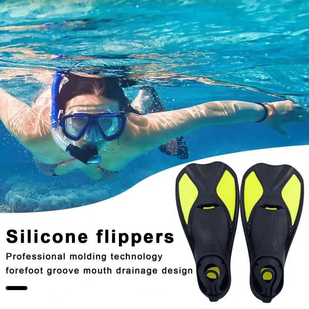 Textured Foot Fins Swimming Flipper Professional Plastic Diving Fins for Adults Kids Short Blade for Swimming for UnisexY250412