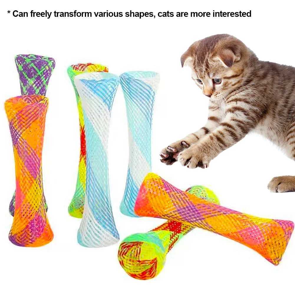 10 Cat Spring Toy Stick Free Folding Spring Shape Multi Color Cat Bouncing Cat Toy Cat Interactive Toy Pet Supplies Y250412