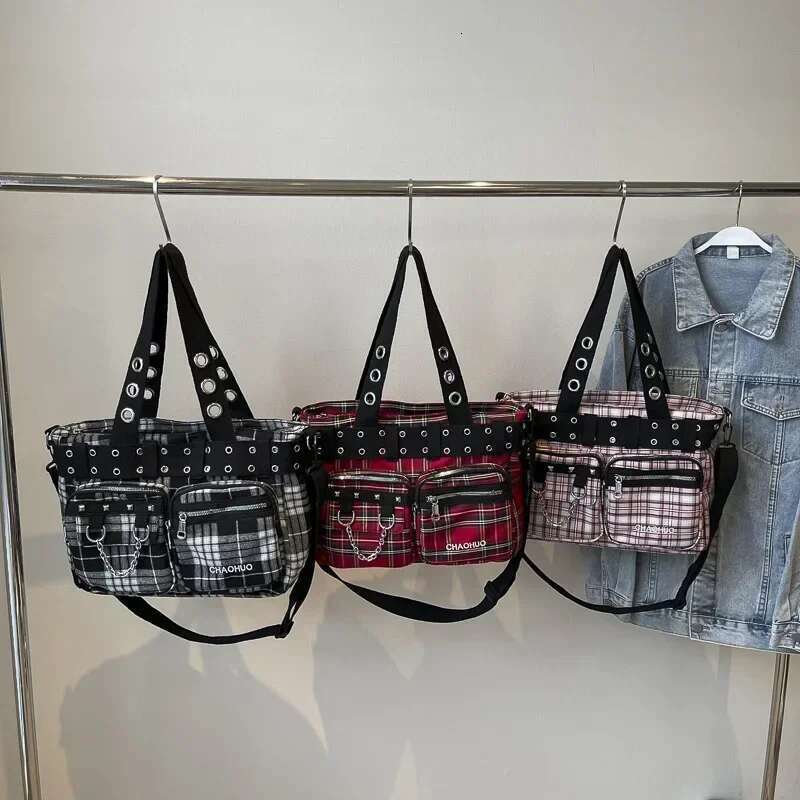 Canvas Plaid Fashion Shoulder Zipper CHAINS 2025 Hot Sale for Women Multiple Pockets Versatile Crossbody Bags