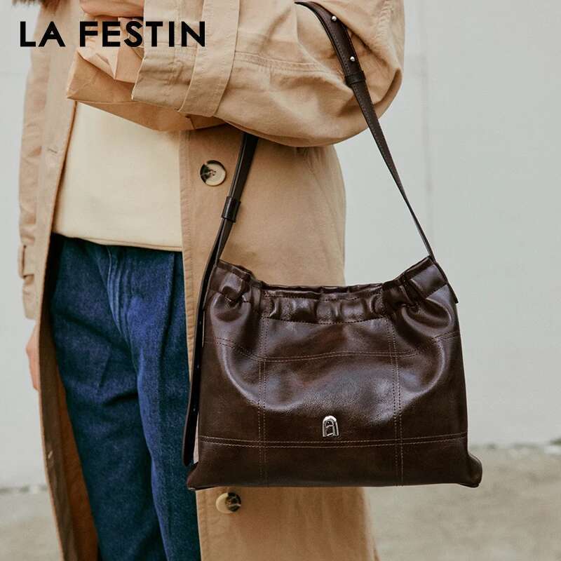 LA FESTIN Original Brand 2025 New Shoulder Crossbody Women Leather Fashion Handbag High-Capacity Tote Bag