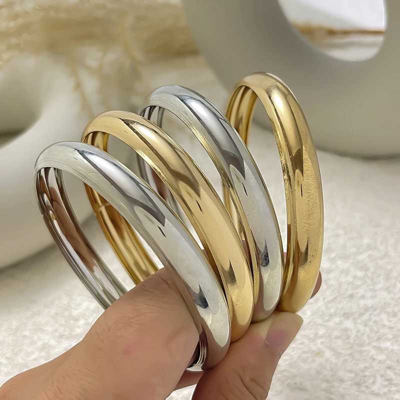 4 pcs sets Bangles for Women Gold Silver Color Open Cuff Thick Irregular Twisted Bangle Bracelet JewelryC250411