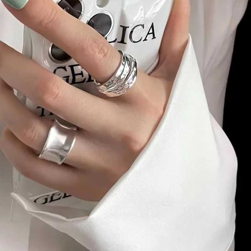 925 sterling silver ring suitable for womens jewelry wide simple open vintage handmade ring party Birtay gift allergyXJ250412