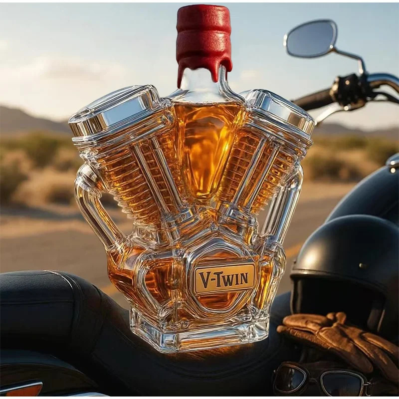 Car Engine Whiskey Liquor Glass Decanter Home Bar Transparent Wine Bottle Container Statue Table Decoration Gift Accessories 251106