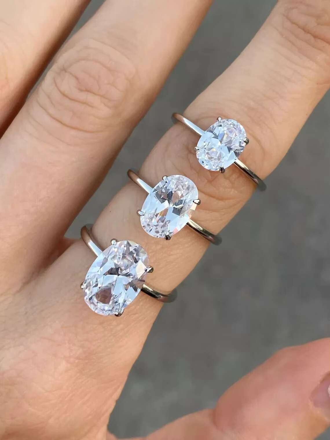 Oval Cut Moissanite Engagement Wedding Ring Jewelry 925 Silver Minimalist Engagement Rings for Women
