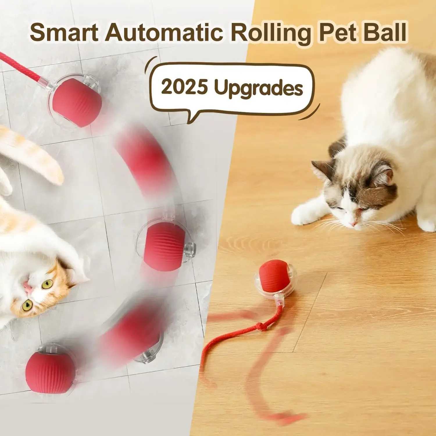 Cat dog interactive ball toy automatic rolling ball with tail rechargeable smart pet interactive toy cat smart mouse Y250412