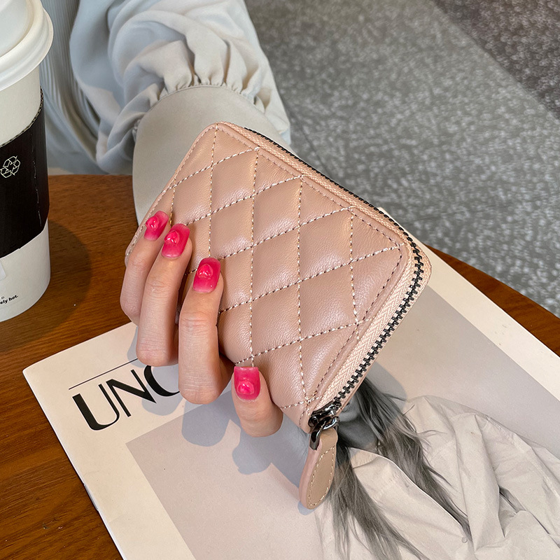 new style genuine leather short wallet women's sheepskin coin purse holder large capacity multiple card slots 333