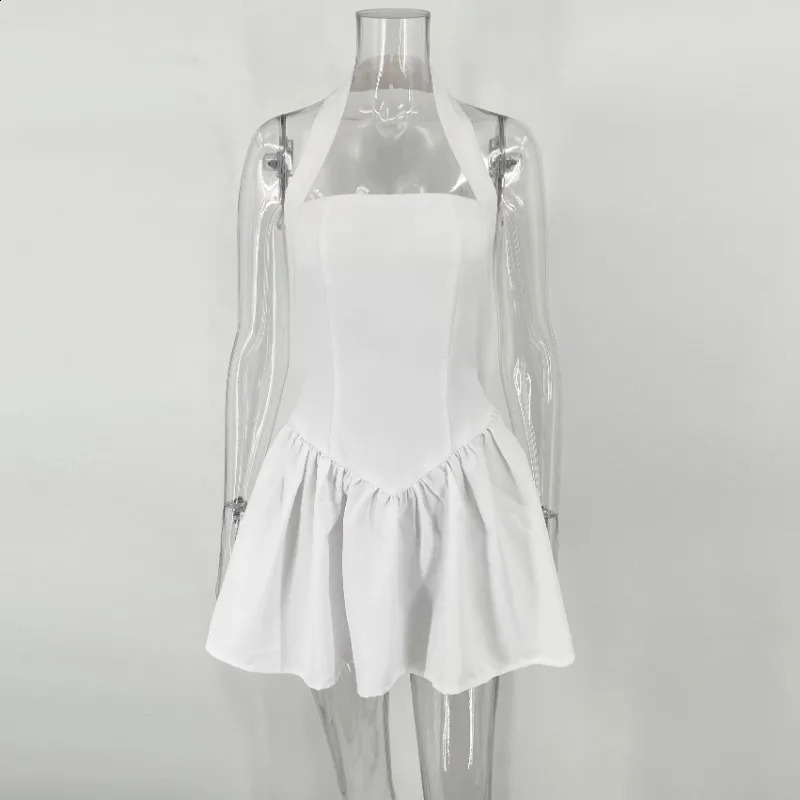 Taruxy Womens White Strap Dress Elegant Sleeveless Short Sleeve A-Line Patch Work Beach Holiday Dress Vestido 250408