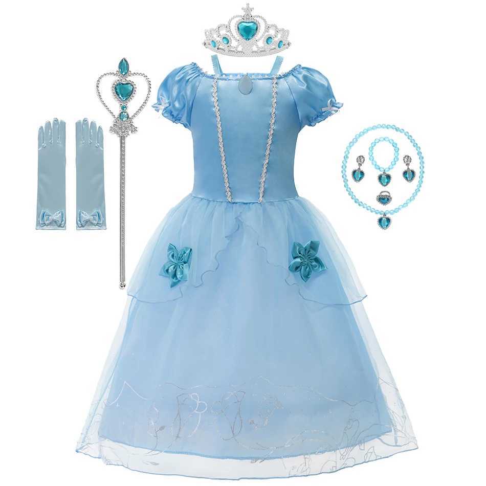 Disney Girl Bell Princess Dress Children Bell Aurora Snow White Role Playing Costume Carnival Halloween CostumeXJ250411