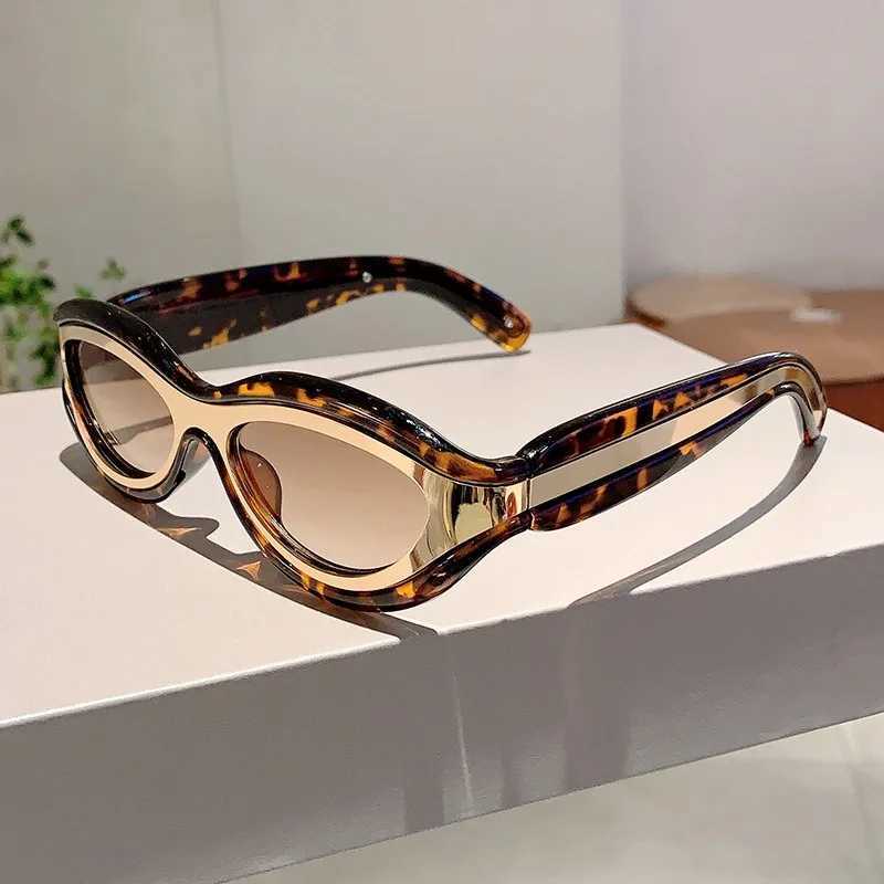 2024 New Fashion Oval Cat Eye Sunglasses Women Men Leopard Black Frame PC Lens Vintage Brand Designer Casual Sun Protect UV400 Z250411