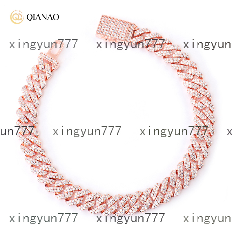 Factory Custom 10k Rose Gold Cuban Bracelet 10mm 12mm Moissanite Cuban Chain Hip Hop Jewelry Womens Bracelet and Necklace