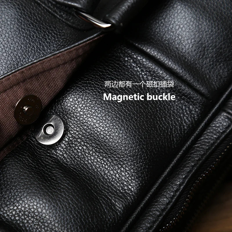 NZPJ Leather Mens Handbag Leisure Business Computer Bag Head Layer Cowhide Horizontal Style Briefcase Shoulder Bag 250407