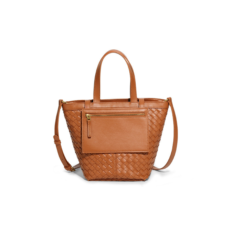 Handmade Woven Bag For Women's Retro Fashion Large Capacity Designer Bag PU Leather One-shoulder Crossbody Handbag
