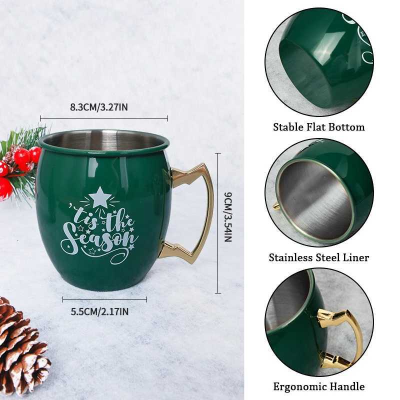 Christmas Christmas Stainless Steel Hot Red Wine Glass Red Green Snowflake Festival Mugs Metal Beer Mugs Party Xmas Family Christmas Gifts Y251112