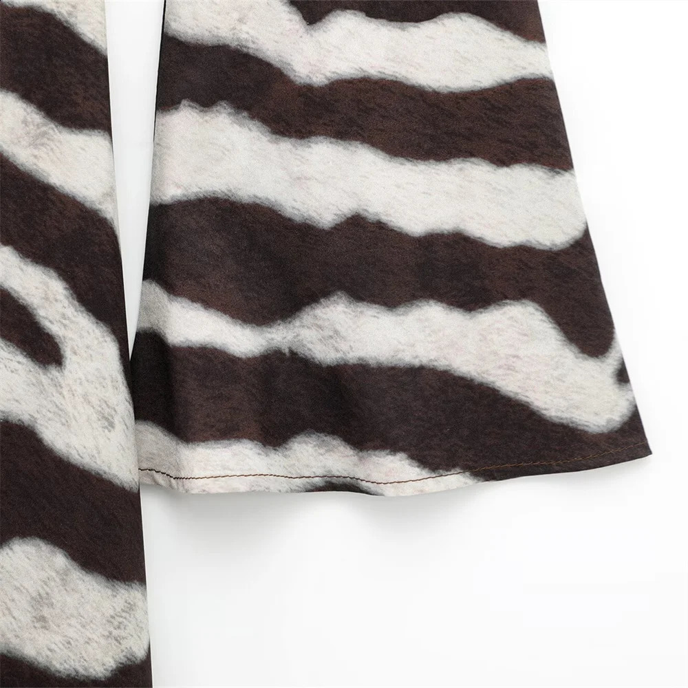 UNIZERA womens boat collar lapel long sleeved zebra print slim dress suitable for spring and summer casual clothing 250411