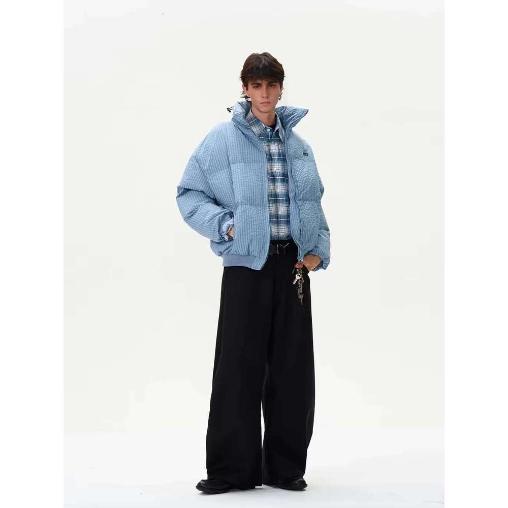 Thickened Plaid Puffer Winter Warm Stand-Up Neck Cotton-Padded Jacket