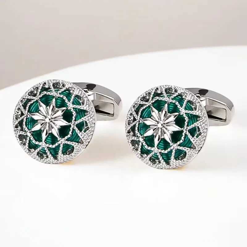 2024 New Kawei Craft Hollow Cufflinks Agate Retro Cufflinks Groom Jewelry Gift ButtonsT250412
