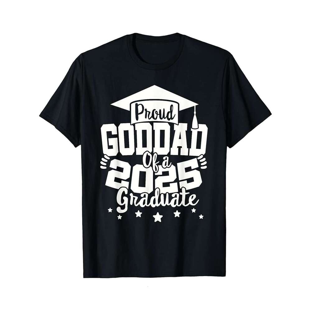 Designer T shirt Goddad of a 2025 Graduate Class Senior Graduation Grad 25 ,100% cotton, short sleeve , Wrinkle resistant, Casual, comfortable fit - 2