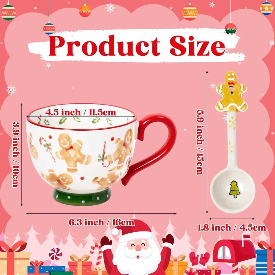 Christmas Christmas Mugs Spoon Kit Ceramics Gingerbread Man Mug For Coffee Cup Oatmeal Mug Creative Christmas Present Y251112