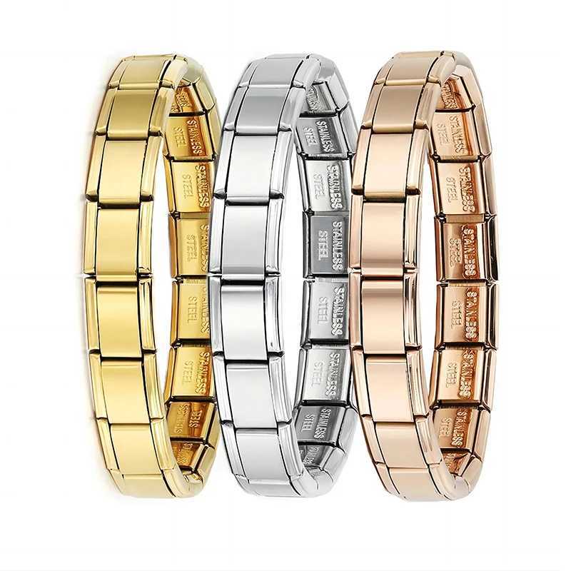 New Womens Jewelry Italian Elastic Charm Bracelet Fashion Italian Links 9mm Width Bracelet Stainless Steel Jewelry DIY MakingC250411