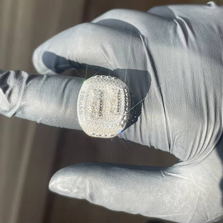 Custom Fashion Jewelry 14K Gold Mens Moissanite Diamond Hiphop Jewelry Champion Ring