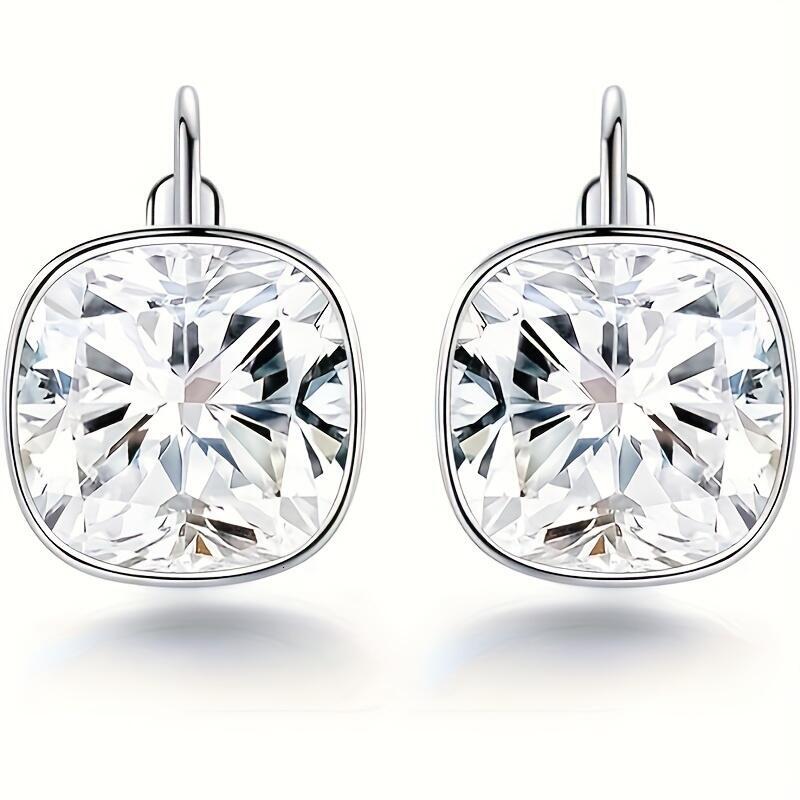 Sterg sier earrings with Austrian crystals, hypoallergenic square crystal earrings, exquisite anniversary birthday jewelry gift for women
