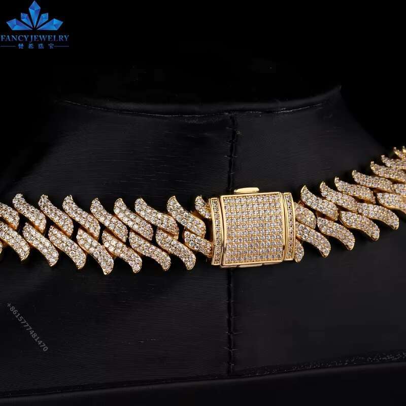 6mm-20mm Bling Iced Out Moissanite Cuban Link Chain Box Clasp Necklace Mens Hip Hop Chain Women Jewelry