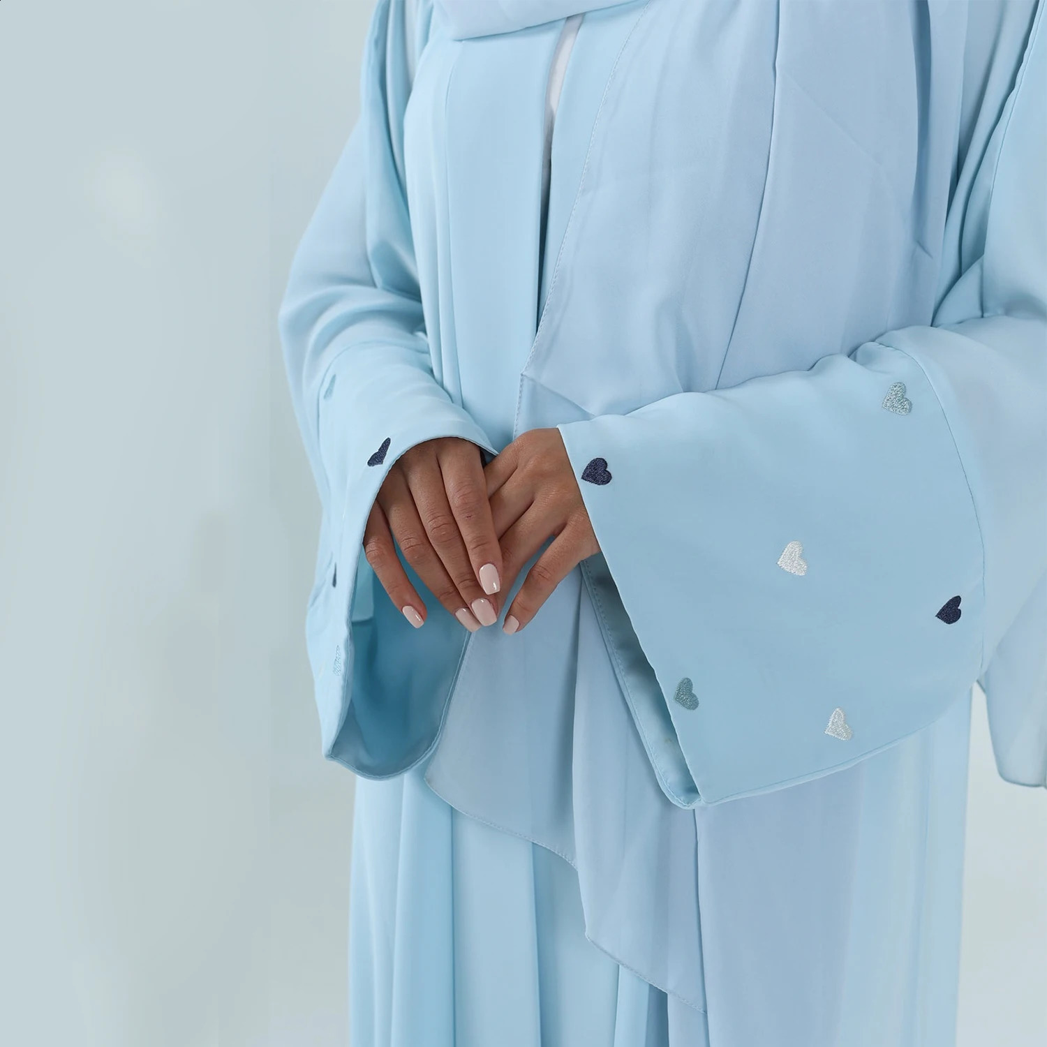 Islamic womens clothing love y kimono Abaya with headscarf set Dubai Saudi Muslim open style long front female LR783 250411