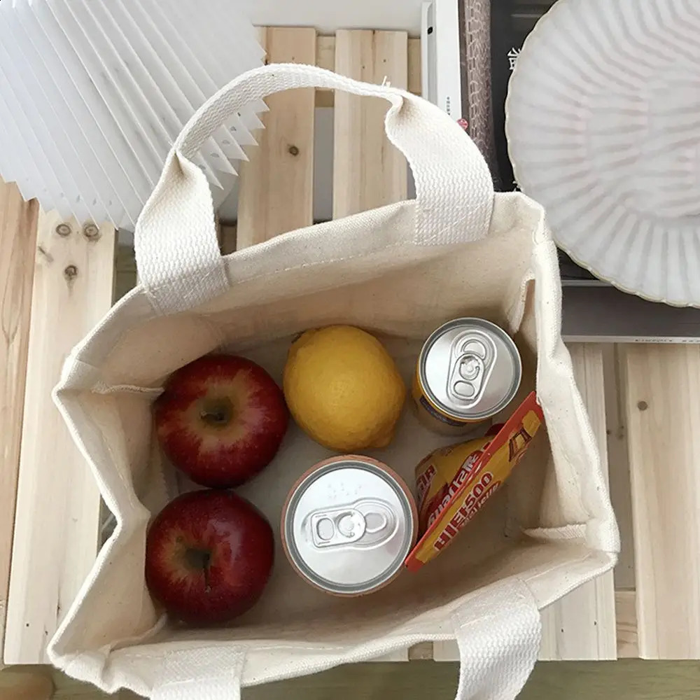 canvas lunch box picnic handbag cotton canvas mini handbag dinner container food storage bag 250410