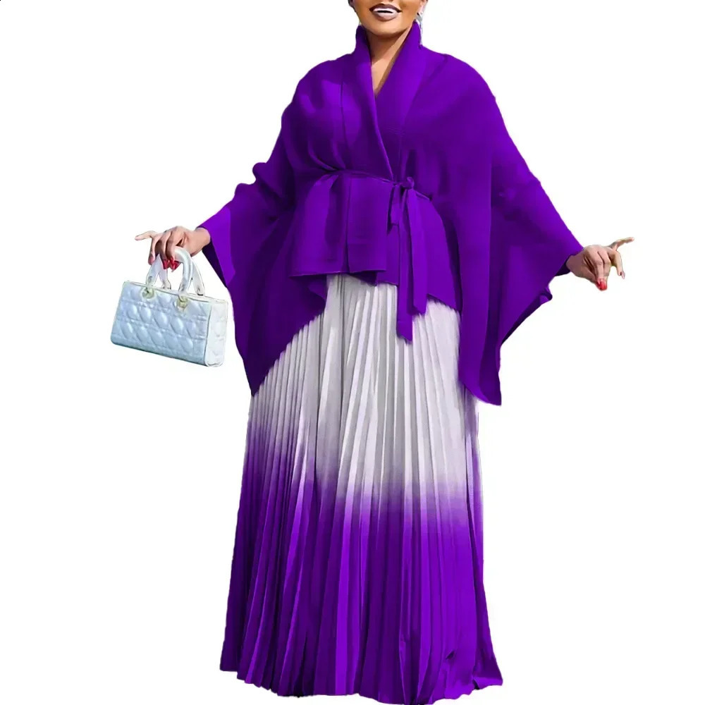 Osaka African Womens 2piece Autumn Long Sleeve Vneck Polyester Set 250411