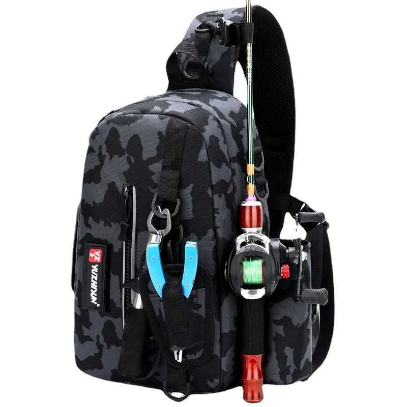 Lure Bag Multi-functional One-shoulder Backpack Waterproof Fishing Rod Fishing Bag Outdoor Fishing Equipment Storage Bag Z250411