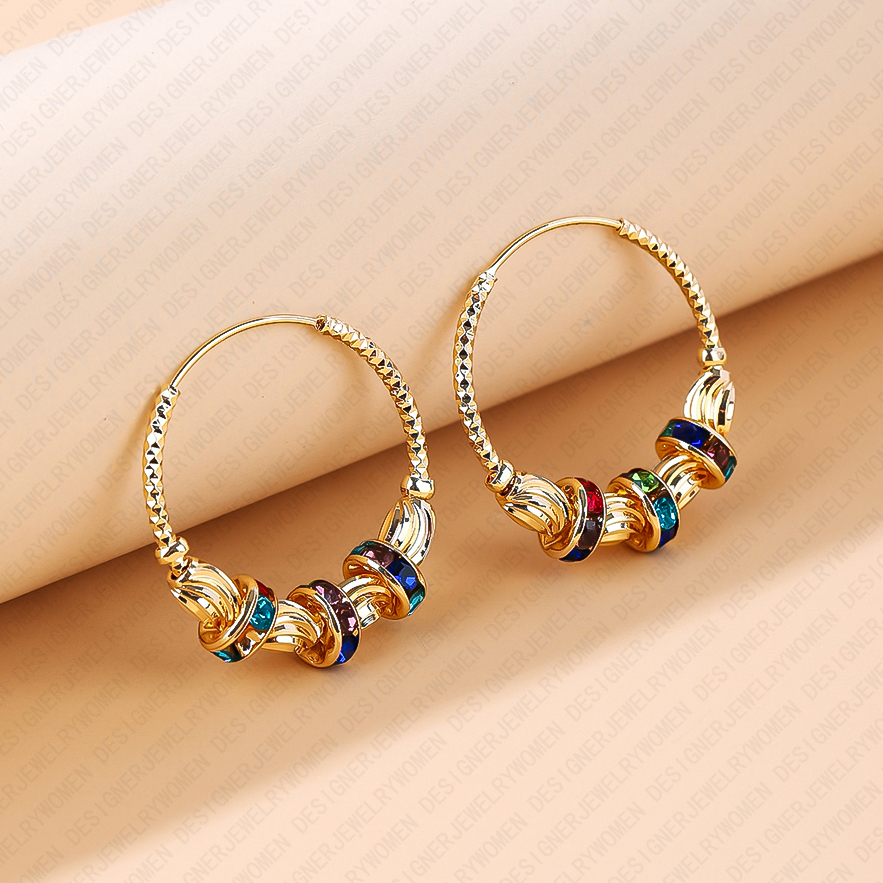 Designer Earrings Designer Earrings for Women Vintage Gold Ball Hoop Earrings Colorful Zircon Ear Hoops Luxury Jewlery Designer for Women Elegant Stat