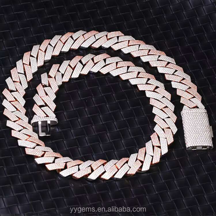 Yy New Arrived 20mm 4 Rows Cuban Link Chian Moissanite Pass Diamond Tester 925 Silver Fine Jewelry Necklaces for Men